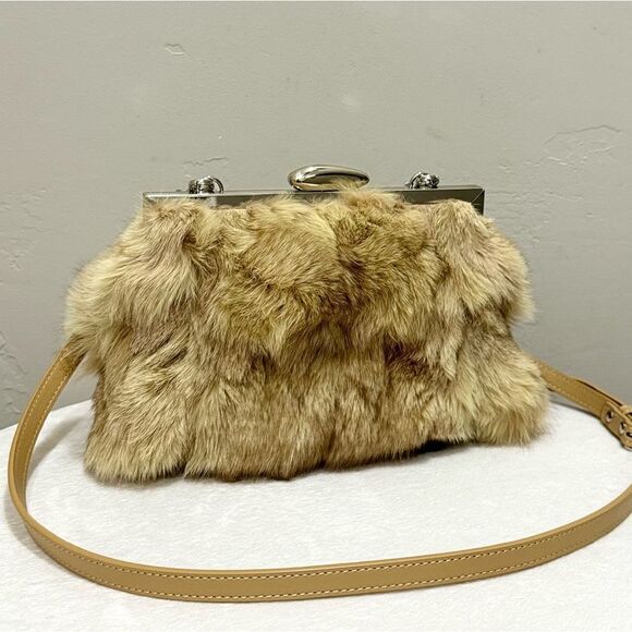 Natural Genuine Fox Fur Handmade Push Lock Clutch/Shoulder Bag/Crossbody - Picture 6 of 16